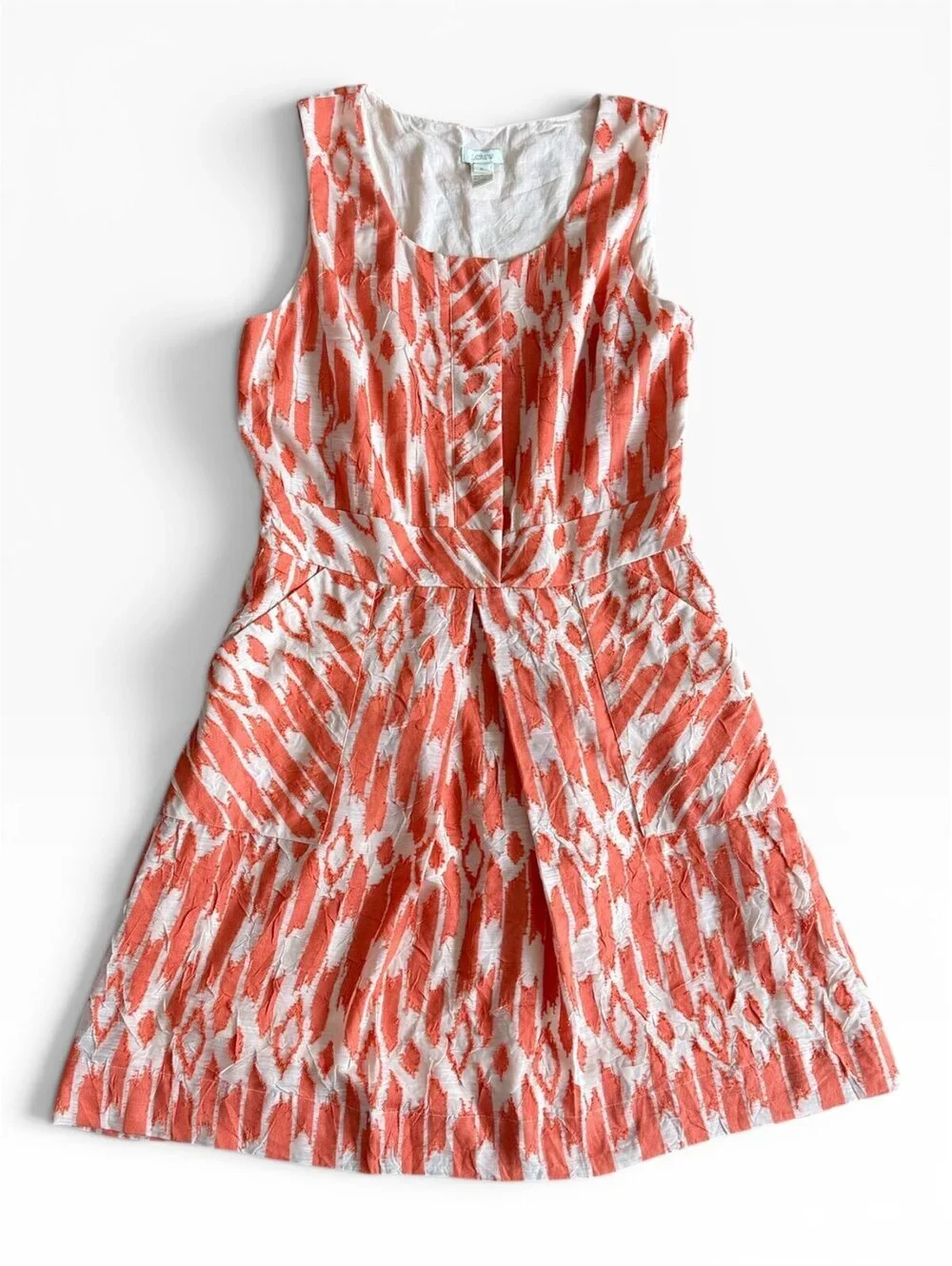 J. Crew orange ikat textured shift dress sz 6